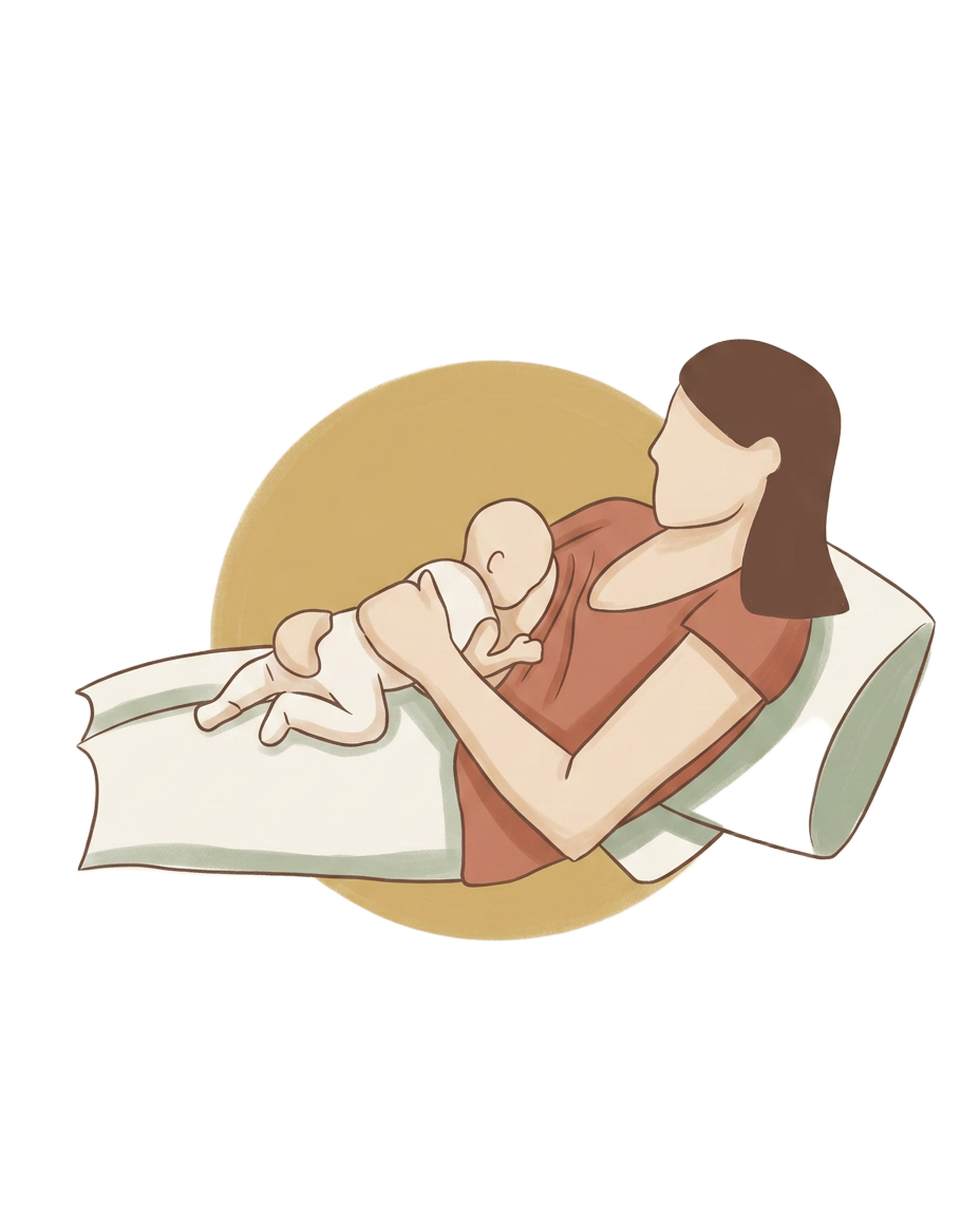 Mother reclining with newborn resting on her chest